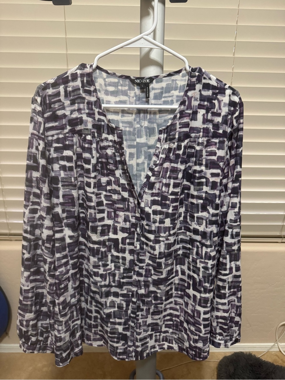 NIC+ZOE Printed Long Sleeve Blouse | Women’s Large | Good Condition